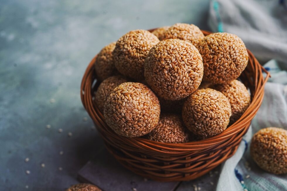 Traditional Til Ladoo sweets for Makar Sankranti celebrations at Mejwaani Edison NJ